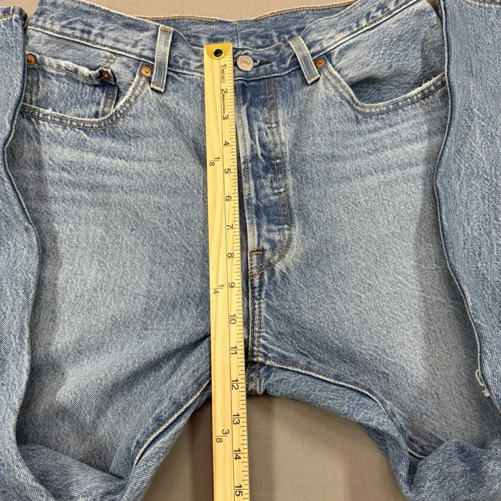 Levi's Premium 501 Regular Straight‎ Blue Button Fly men 31X28 Distressed Y2K
